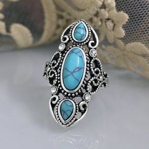 Women’s Light Blue Turquoise Stone Ring Lapis Lazuli Size 8 Ring